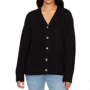 Hudson Women's Cotton Button Down Cardigan Sweater, Black, Size M